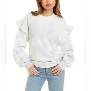 en saison Women’s Small Sweater Ruffle Shoulder Sleeve Comfy Casual